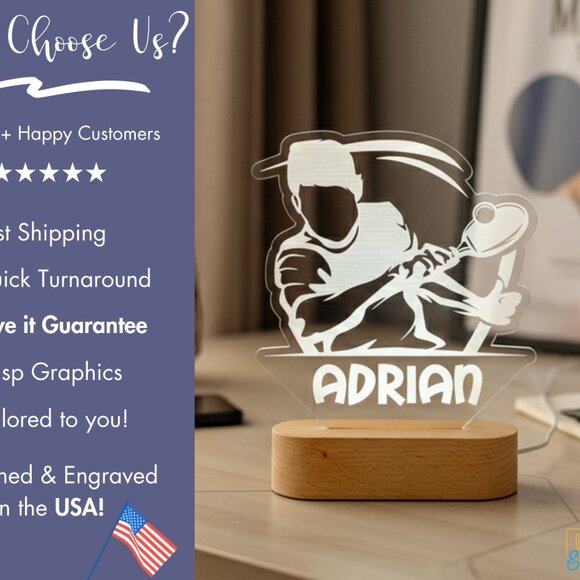 Table Tennis Night Light – Personalized LED Lamp for Sports Lovers - Picture 4 of 8